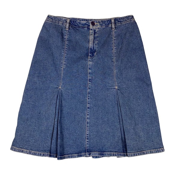 Chadwick's Dresses & Skirts - Chadwick's Pleated A-Line Stretch Denim Skirt Women 14 Blue